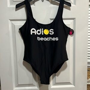 NWT  black one piece swimsuit “No Boundaries” size large (12-14)
